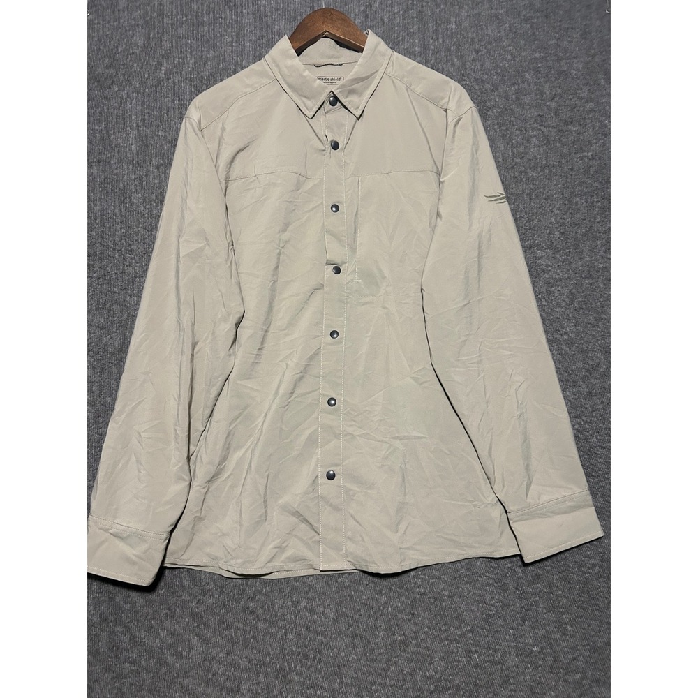Sitka insect shield button snap shirt Long sleeve tan lightweight outdoors L